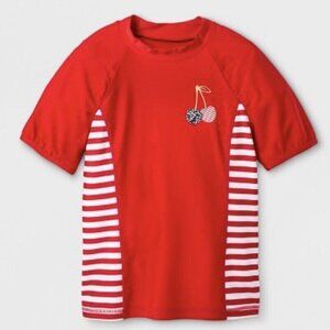 Cat & Jack Americana USA Cherries Patriotic Girls Swim Shirt Top Rash Guard XL